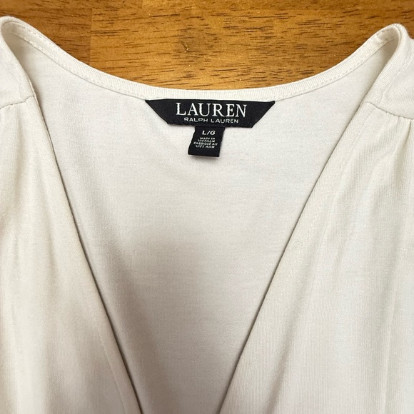 Lauren Ralph Lauren Jersey Ivory Wrap Blouse L - Picture 4 of 7